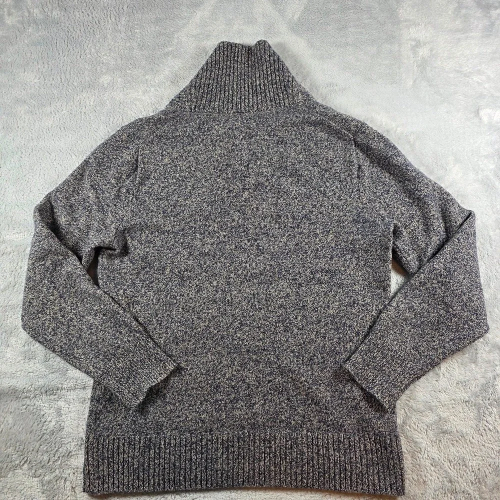 J. Crew Mens Small Blue Rugged Merino Wool‎ Blend Shawl Collar Sweater Marled